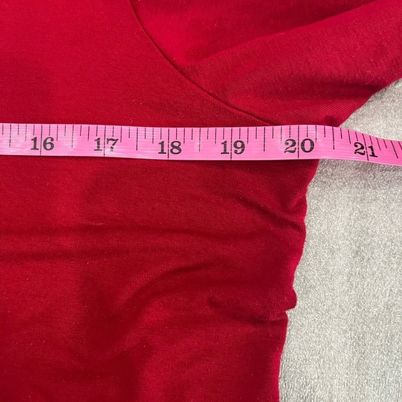 [L]EILEEN FISHER Top Rayon Stretch Jersey Round Neck Long Sleeve Red USA - Picture 6 of 7